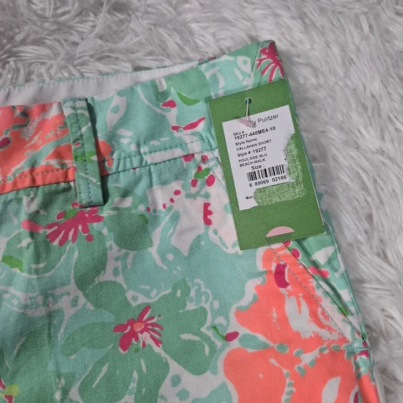 Lilly Pulitzer Women's The Callahan Short Mint Green Pink Floral Size 10 NWT